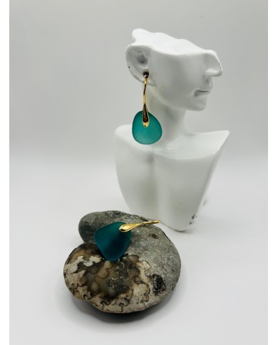 PENDIENTES ARTESANOS DE  CRISTAL MARINO O