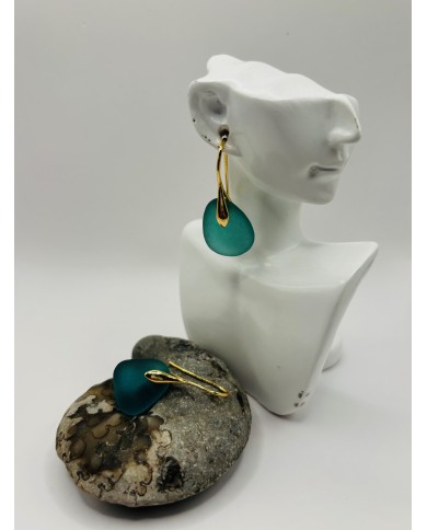 PENDIENTES ARTESANOS DE  CRISTAL MARINO O