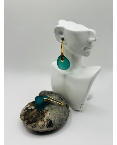 PENDIENTES ARTESANOS DE  CRISTAL MARINO O