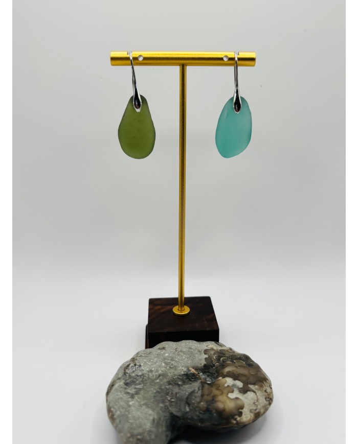 PENDIENTES ARTESANOS DE CRISTAL MARINO