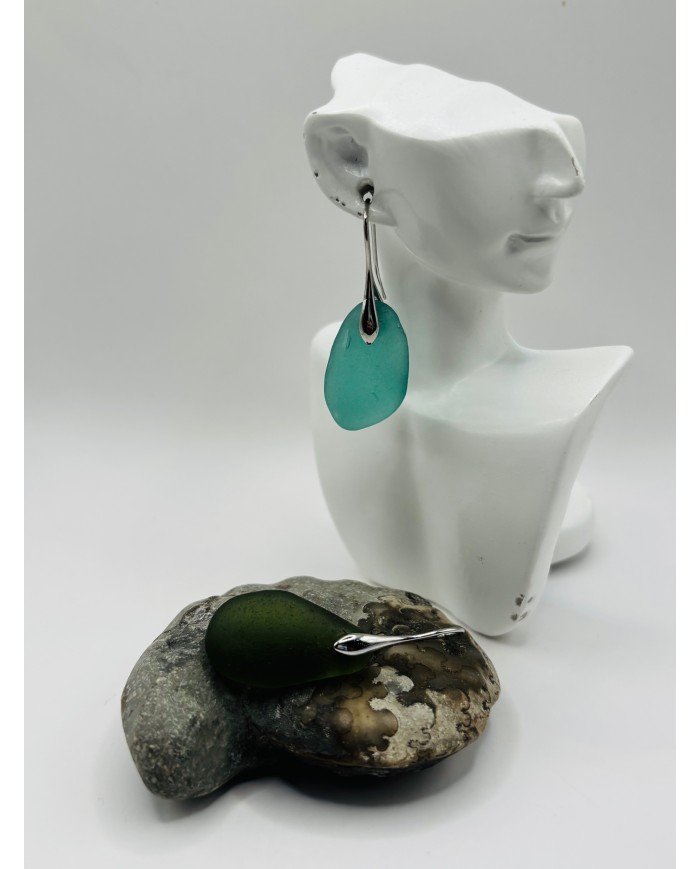 PENDIENTES ARTESANOS DE CRISTAL MARINO