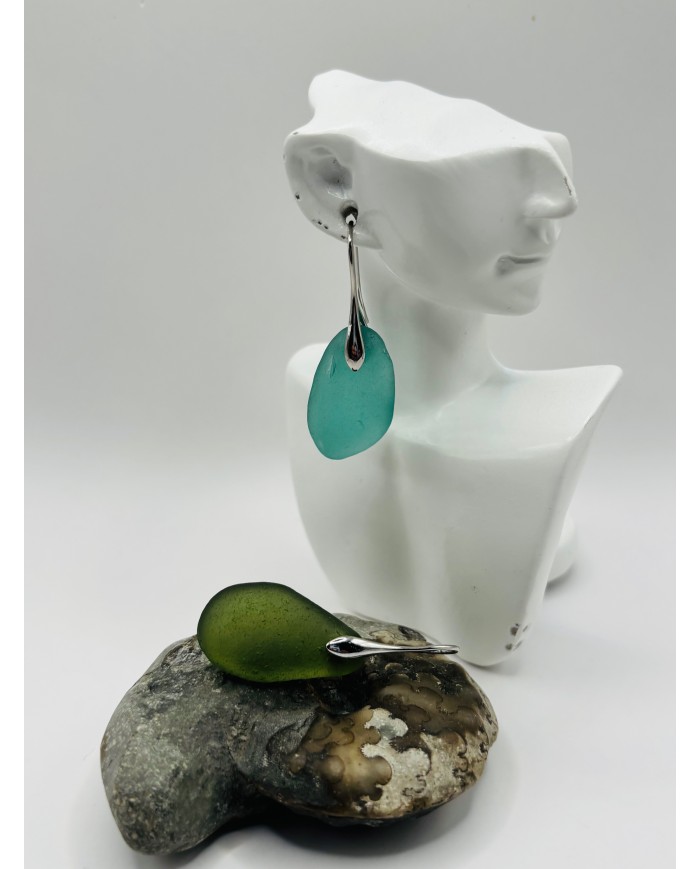 PENDIENTES ARTESANOS DE CRISTAL MARINO