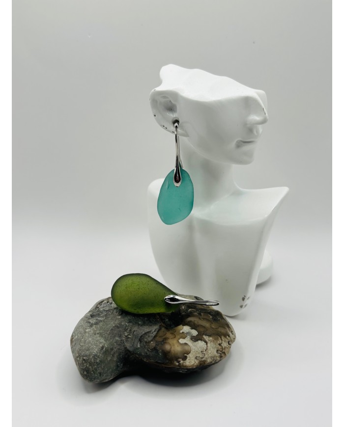 PENDIENTES ARTESANOS DE CRISTAL MARINO