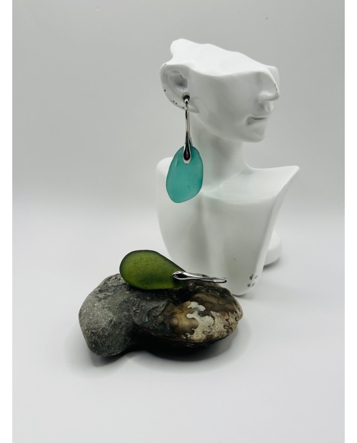 PENDIENTES ARTESANOS DE CRISTAL MARINO