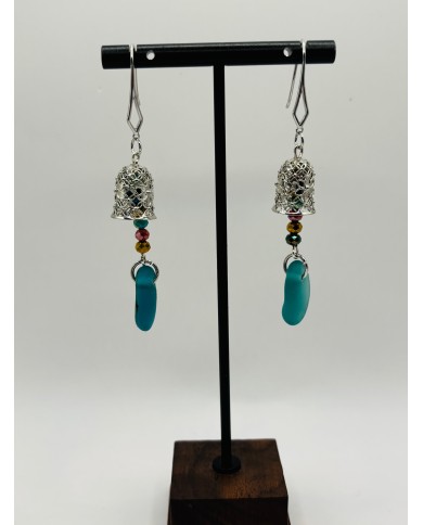 PENDIENTES ARTESANOS DE CRISTAL MARINO
