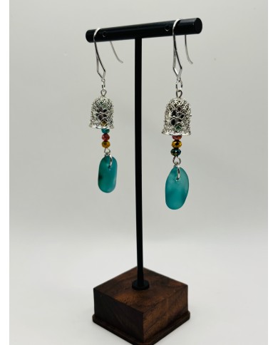 PENDIENTES ARTESANOS DE CRISTAL MARINO