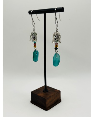 PENDIENTES ARTESANOS DE CRISTAL MARINO