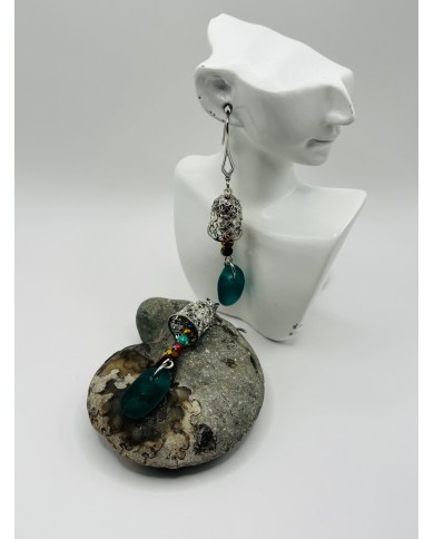 PENDIENTES ARTESANOS DE CRISTAL MARINO