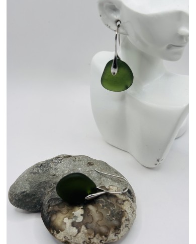 PENDIENTES ARTESANOS  DE CRISTAL MARINO