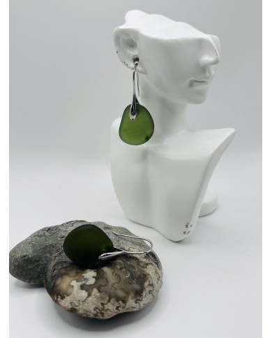 PENDIENTES ARTESANOS  DE CRISTAL MARINO