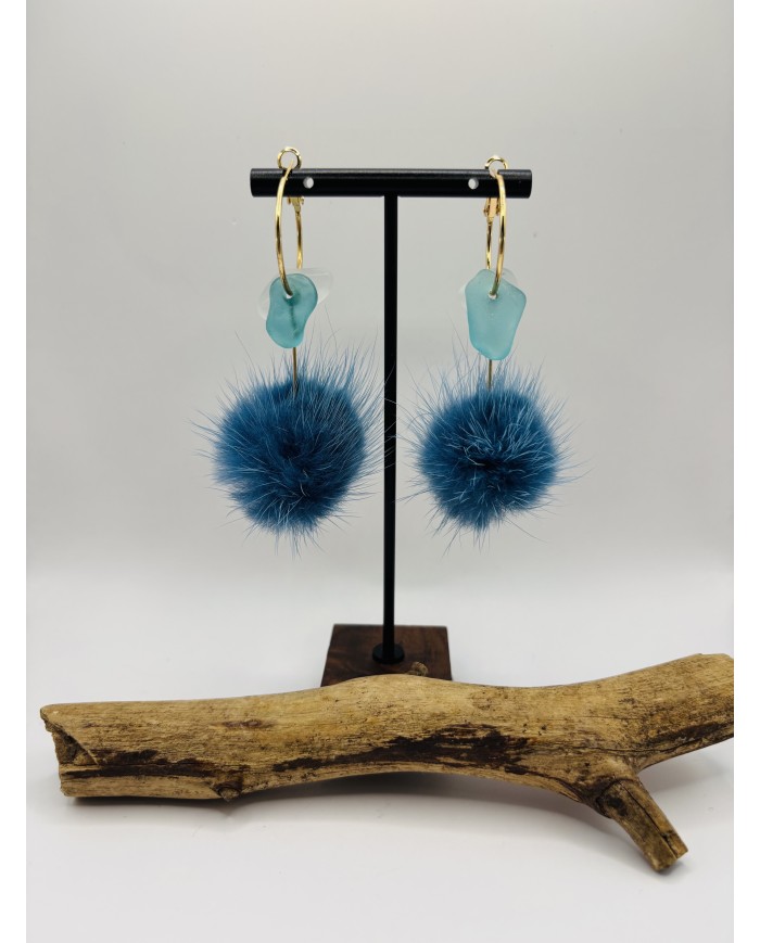 PENDIENTES ARTESANOS DE CRISTAL MARINO