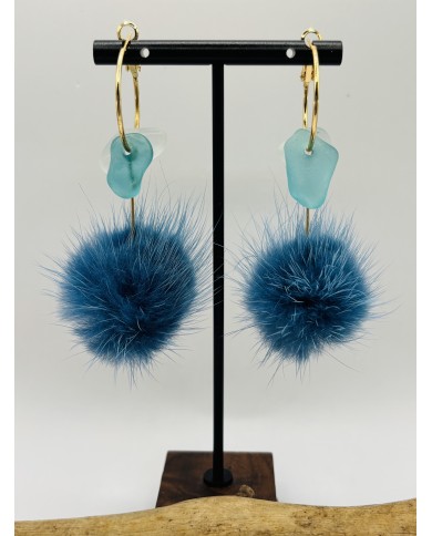 PENDIENTES ARTESANOS DE CRISTAL MARINO