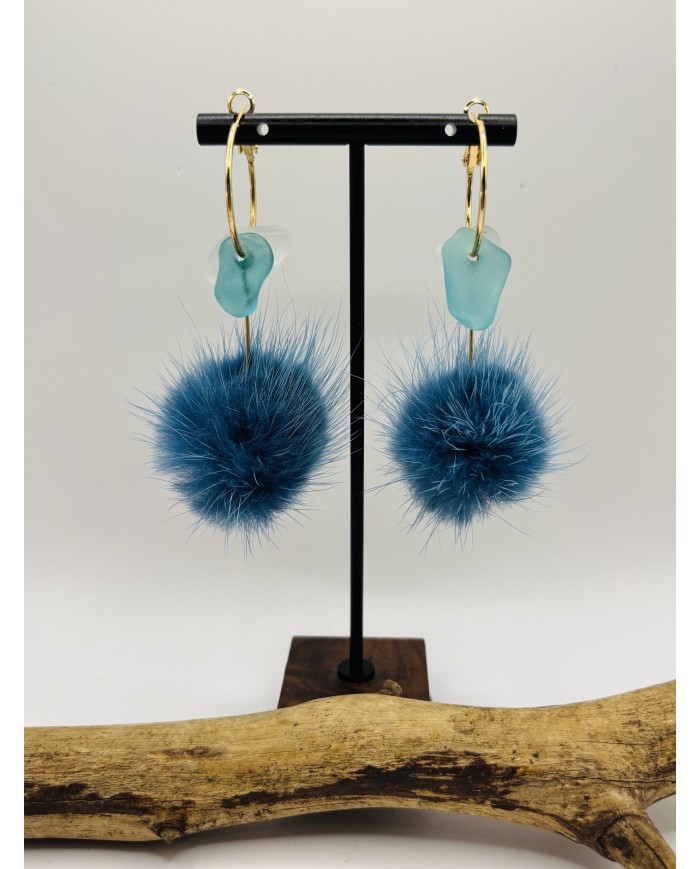 PENDIENTES ARTESANOS DE CRISTAL MARINO