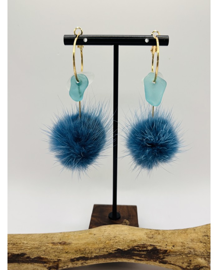 PENDIENTES ARTESANOS DE CRISTAL MARINO