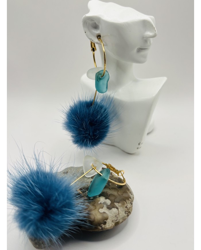 PENDIENTES ARTESANOS DE CRISTAL MARINO