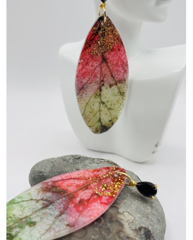 PENDIENTES ARTESANOS DE HOJA NATURAL ESQUELETIZADA