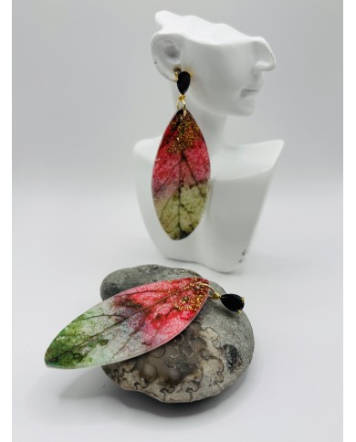 PENDIENTES ARTESANOS DE HOJA NATURAL ESQUELETIZADA