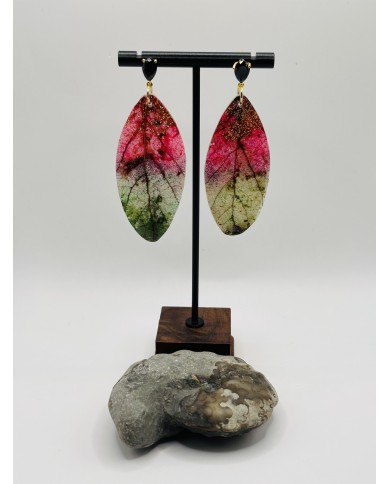 PENDIENTES ARTESANOS DE HOJA NATURAL ESQUELETIZADA
