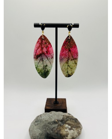 PENDIENTES ARTESANOS DE HOJA NATURAL ESQUELETIZADA