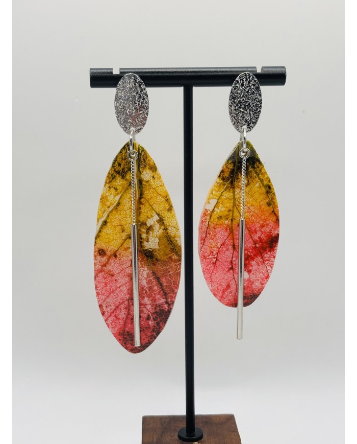 PENDIENTES ARTESANOS DE HOJA NATURAL ESQUELETIZADA