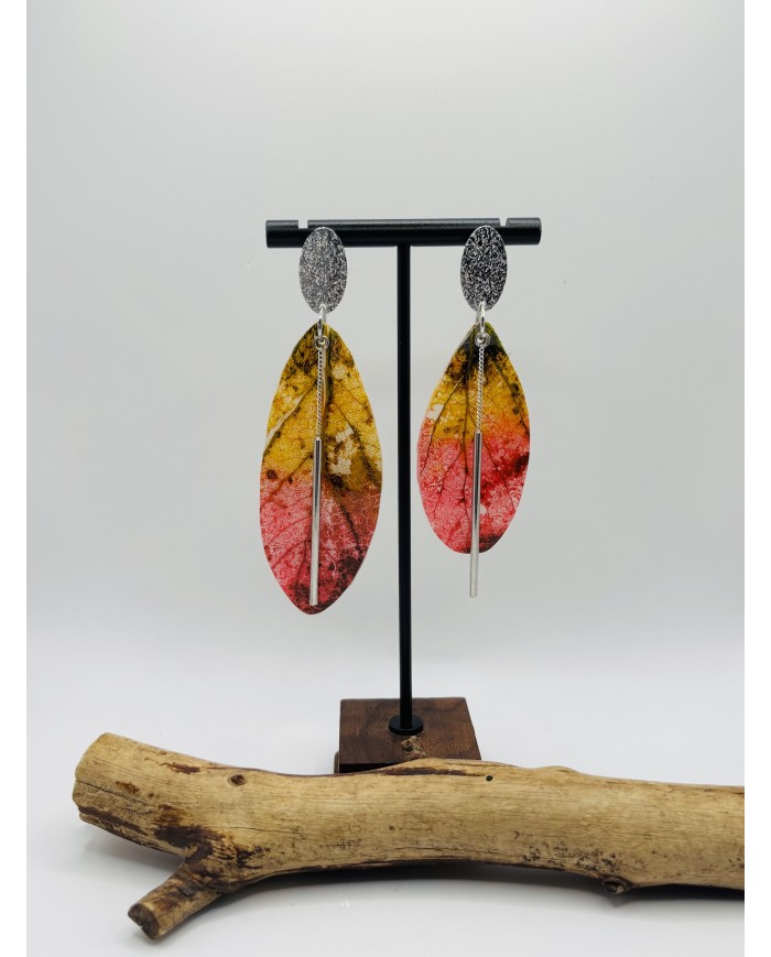 PENDIENTES ARTESANOS DE HOJA NATURAL ESQUELETIZADA