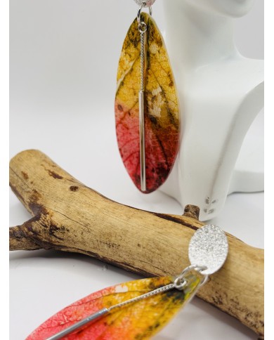 PENDIENTES ARTESANOS DE HOJA NATURAL ESQUELETIZADA