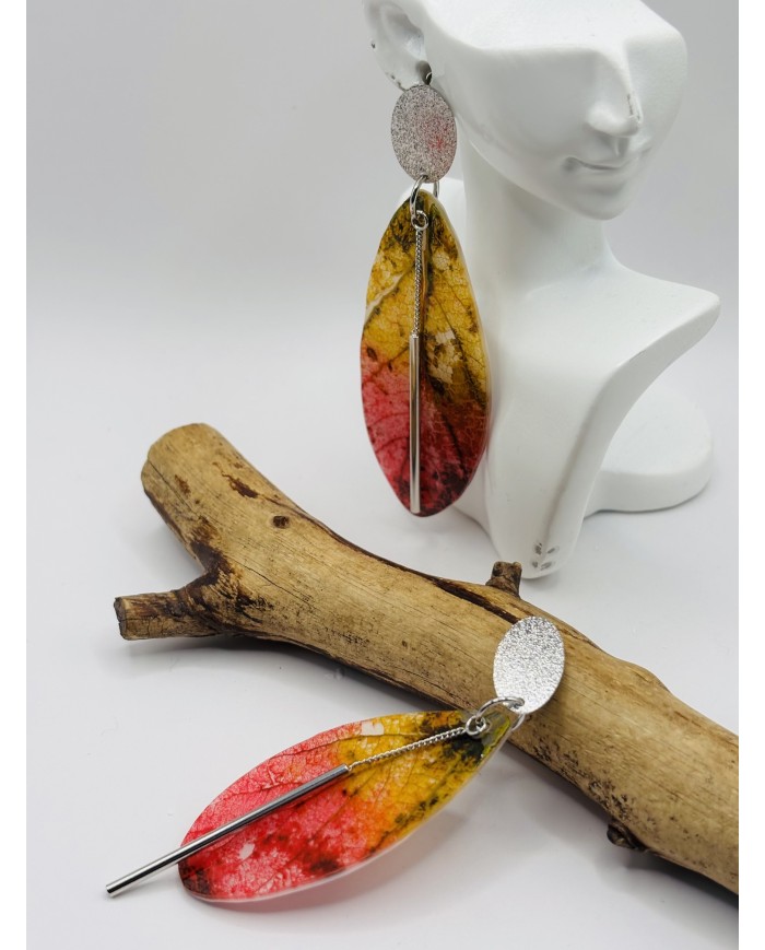 PENDIENTES ARTESANOS DE HOJA NATURAL ESQUELETIZADA