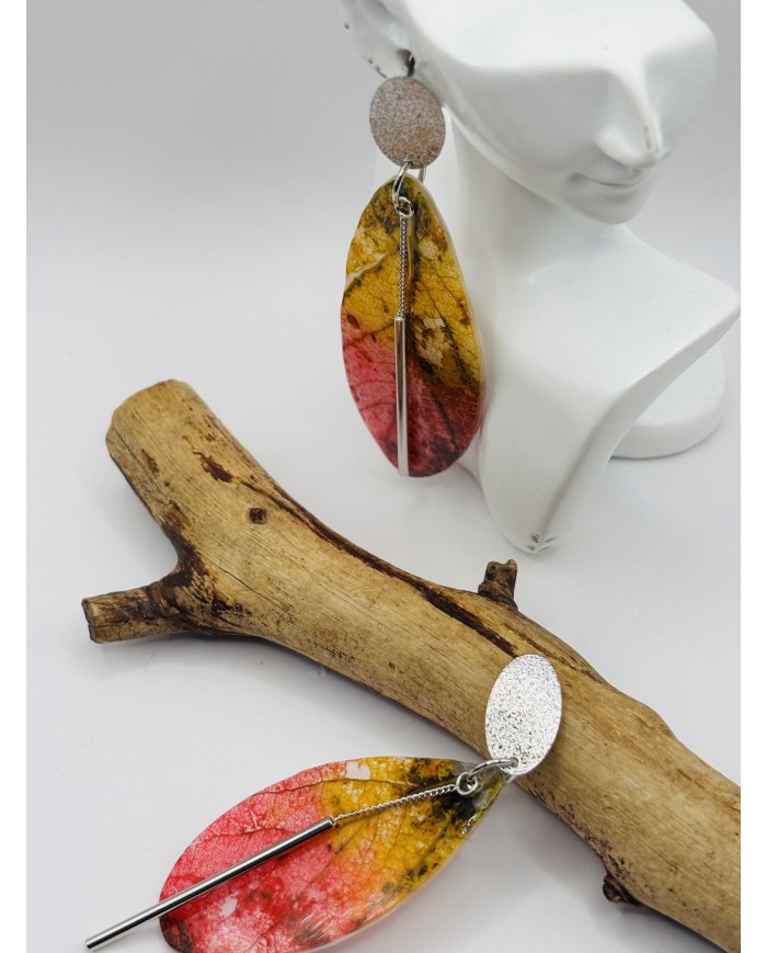PENDIENTES ARTESANOS DE HOJA NATURAL ESQUELETIZADA