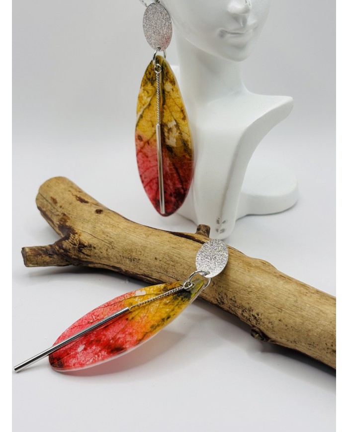 PENDIENTES ARTESANOS DE HOJA NATURAL ESQUELETIZADA