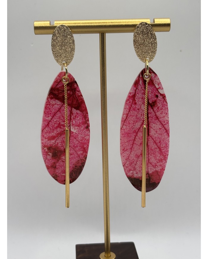 PENDIENTES ARTESANOS DE HOJA NATURAL ESQUELETIZADA