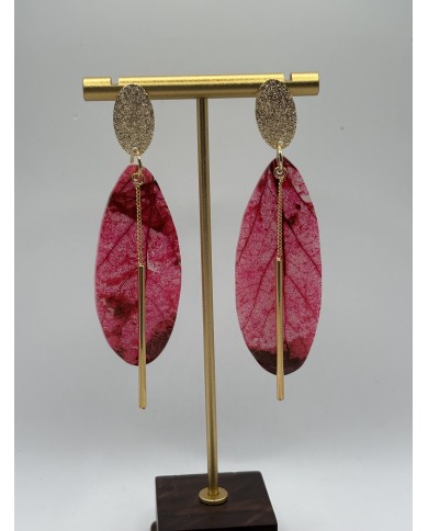 PENDIENTES ARTESANOS DE HOJA NATURAL ESQUELETIZADA