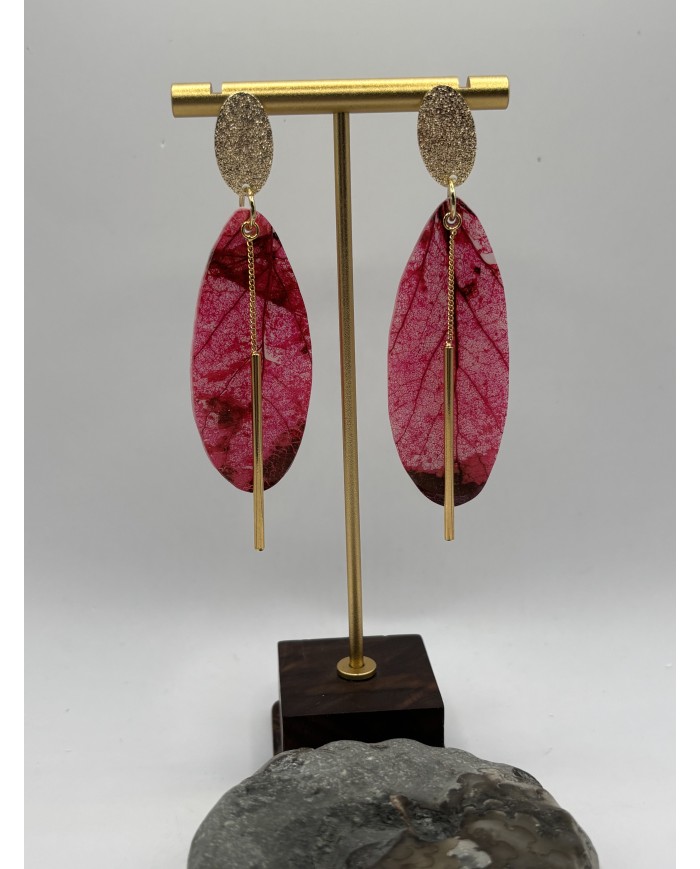 PENDIENTES ARTESANOS DE HOJA NATURAL ESQUELETIZADA