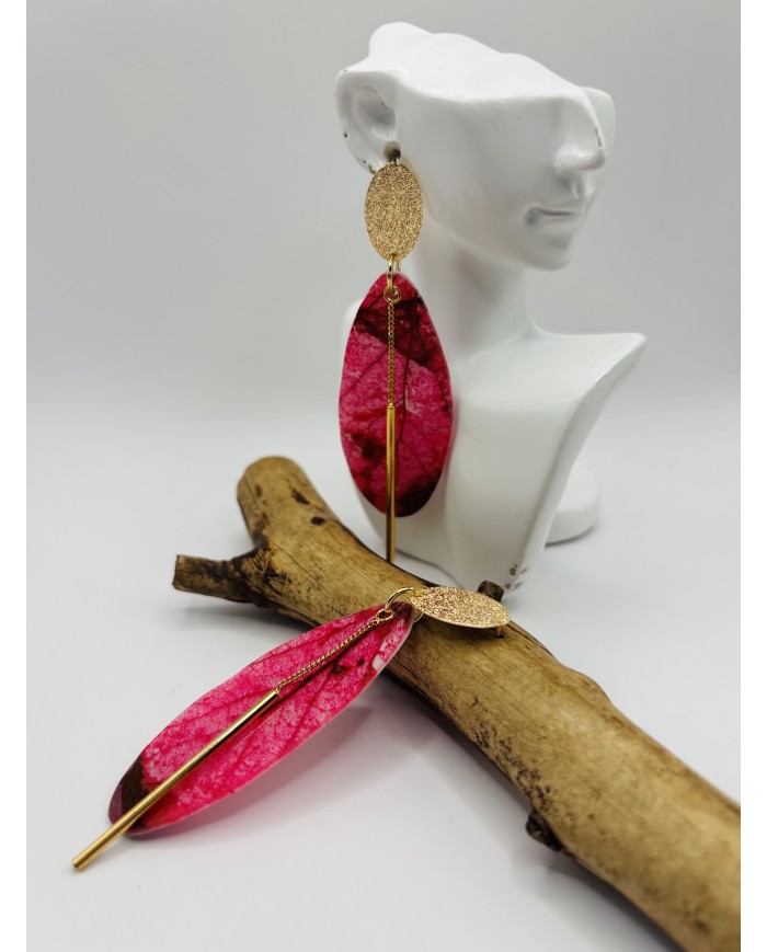 PENDIENTES ARTESANOS DE HOJA NATURAL ESQUELETIZADA