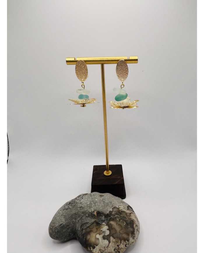 PENDIENTES ARTESANOS DE CRISTAL MARINO
