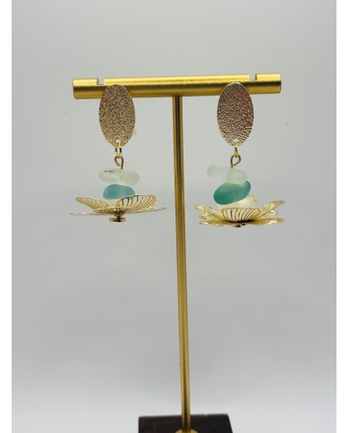 PENDIENTES ARTESANOS DE CRISTAL MARINO