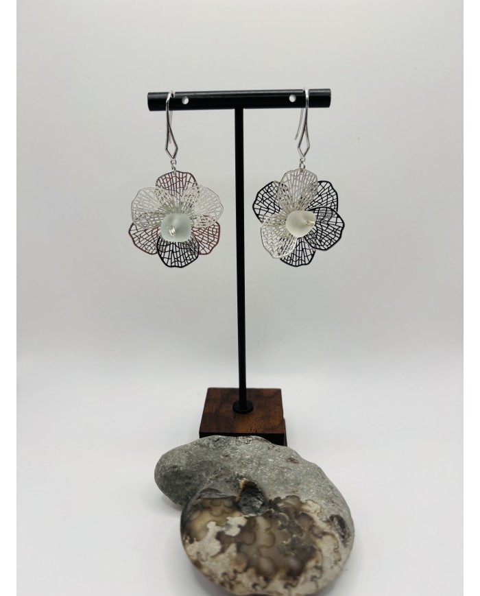PENDIENTES ARTESANOS DE CRISTAL MARINO