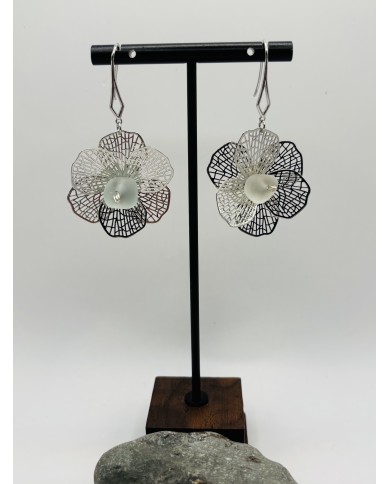 PENDIENTES ARTESANOS DE CRISTAL MARINO