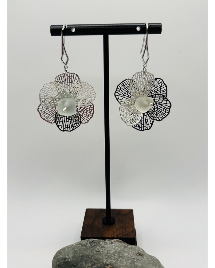 PENDIENTES ARTESANOS DE CRISTAL MARINO