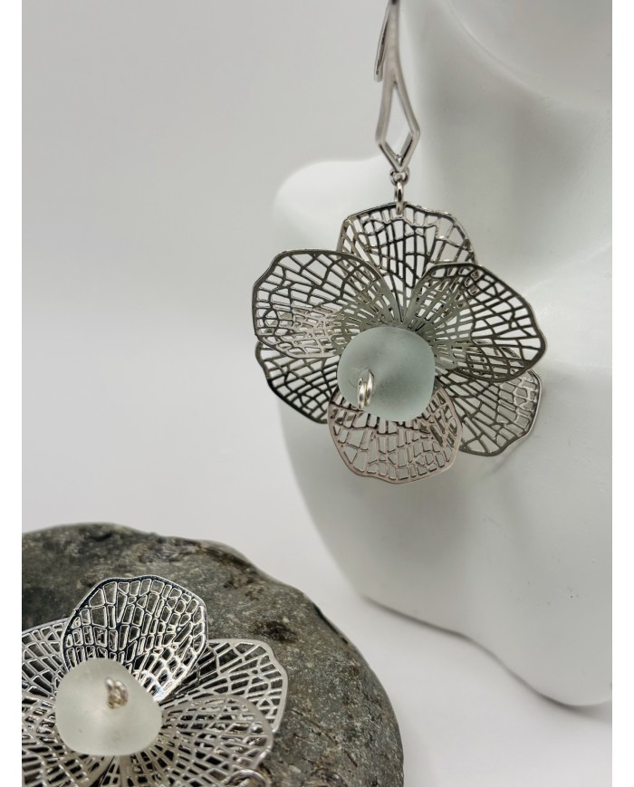 PENDIENTES ARTESANOS DE CRISTAL MARINO