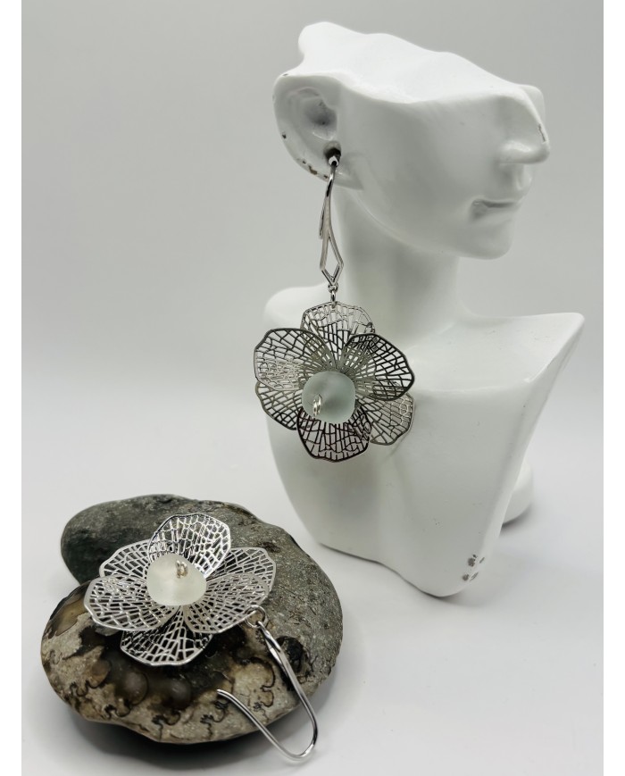 PENDIENTES ARTESANOS DE CRISTAL MARINO