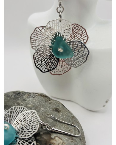PENDIENTES ARTESANOS DE CRISTAL MARINO