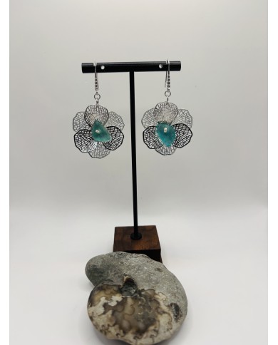 PENDIENTES ARTESANOS DE CRISTAL MARINO