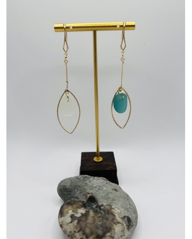 PENDIENTES ARTESANOS DE CRISTAL MARINO