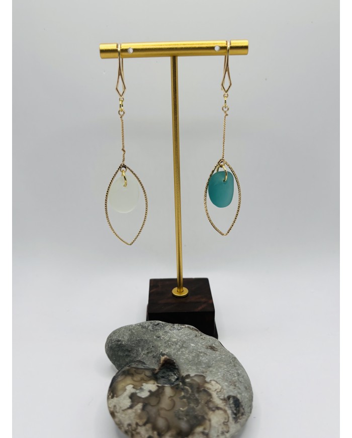 PENDIENTES ARTESANOS DE CRISTAL MARINO