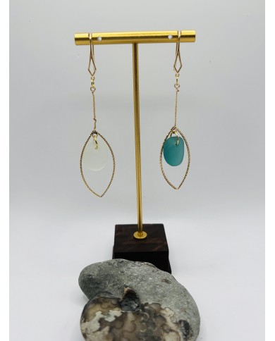PENDIENTES ARTESANOS DE CRISTAL MARINO