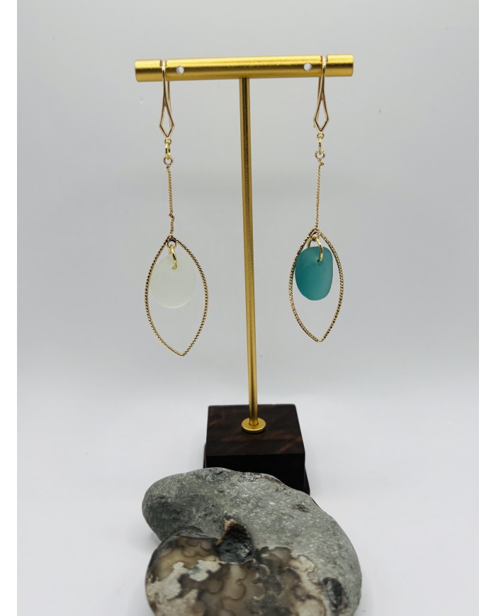 PENDIENTES ARTESANOS DE CRISTAL MARINO