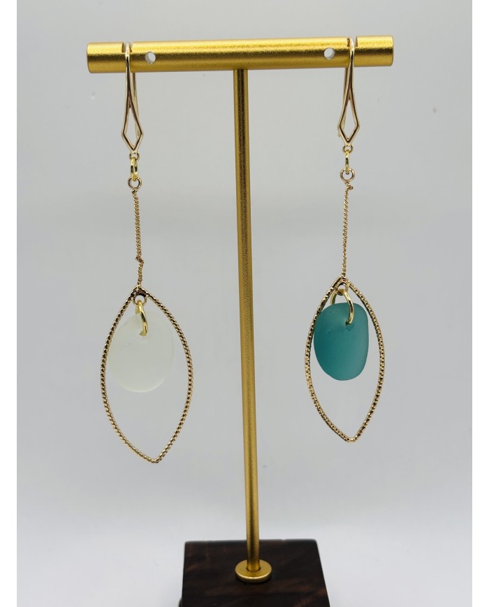 PENDIENTES ARTESANOS DE CRISTAL MARINO
