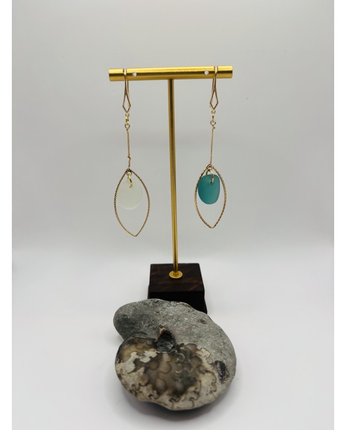PENDIENTES ARTESANOS DE CRISTAL MARINO