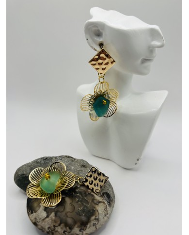 PENDIENTES ARTESANOS DE CRISTAL MARINO