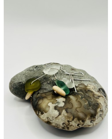 PENDIENTES ARTESANOS DE CRISTAL MARINO EDICIÓN PLATA
